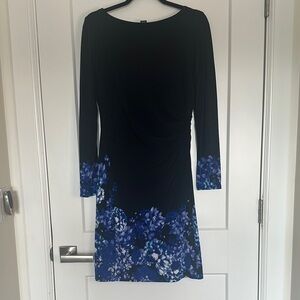 Ralph Lauren Black and Blue Embellished Sheath Dress